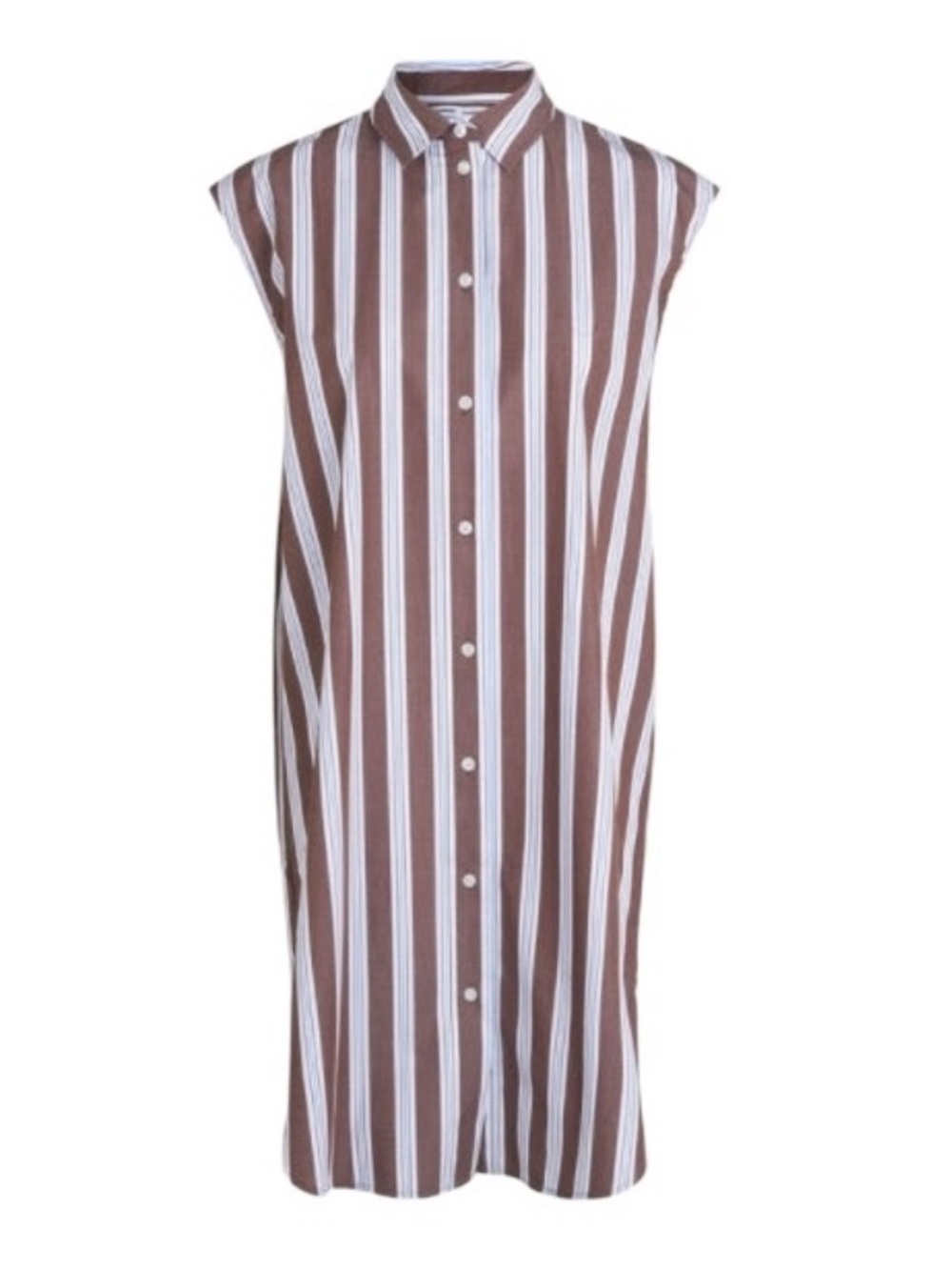 Samsoe Samsoe Amanda Shirt Dress Midi Cotton Striped Brown Blue Small